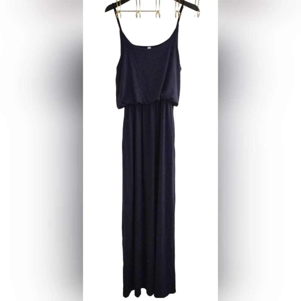 Long Dress Y2K Retro Maxi Casual Evening Wear Scoop Waist Blue Women's Sz L